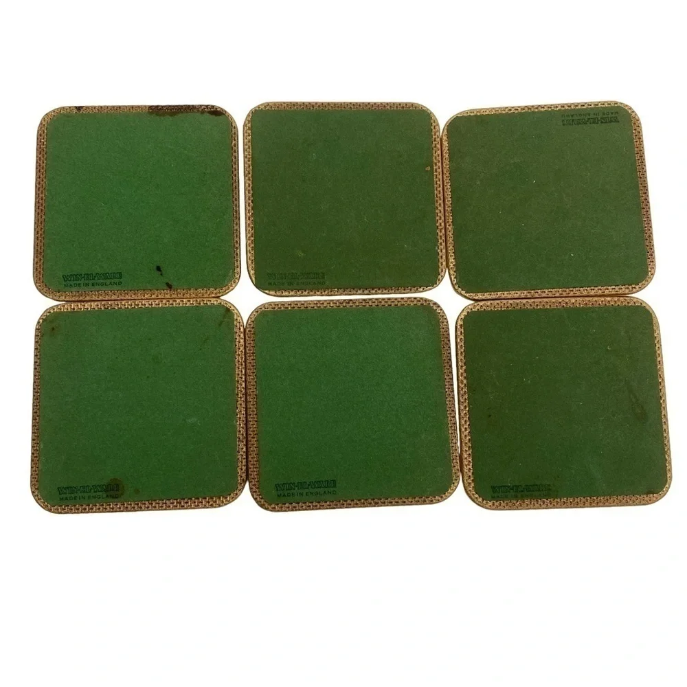 Vintage Coasters Set of 6 MCM Mid Century England Win El Barware